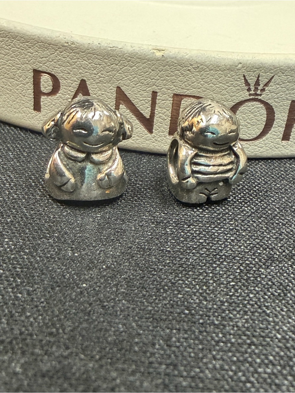 Authentic Pandora Boy and Girl Charm Silver